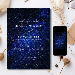 Convite de casamento elegante noite estrelada mode