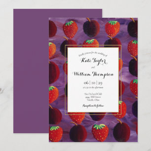 Convite de Casamento Elegante País das Frutas Verm