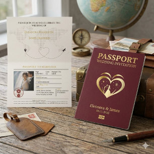 convite de casamento elegante passaporte