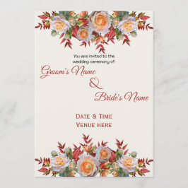 Convite de Casamento Elegante Peach & Autumn Rose