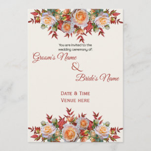 Convite de Casamento Elegante Peach & Autumn Rose