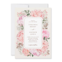Convite de Casamento Elegante Peônia