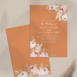 Convite de Casamento Elegante Peônia Damasco