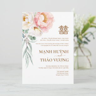 Convite de Casamento Elegante Peônia Vietnamita So