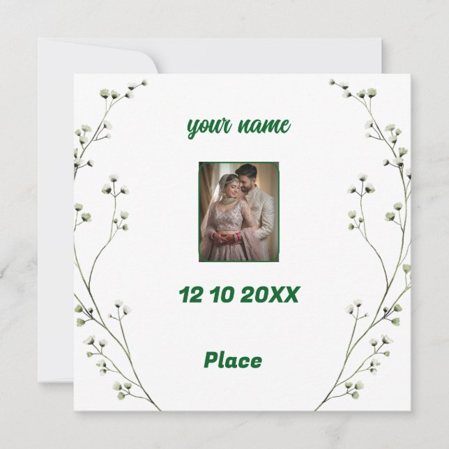 Convite de Casamento Elegante Personalizado (Frente)