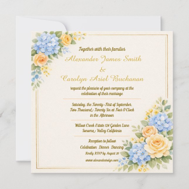 Convite de Casamento Elegante - Personalizável (Frente)