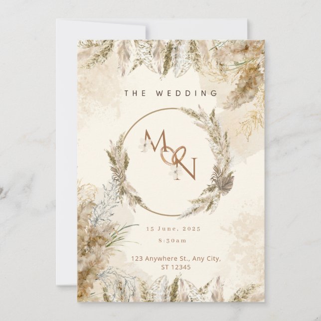 Convite de Casamento Elegante Personalizável com C (Frente)