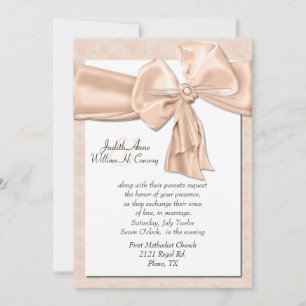 Convite de Casamento Elegante Pêssego