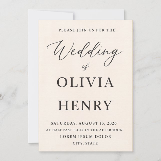 Convite de Casamento Elegante Plano – 13x19 cm (Frente)