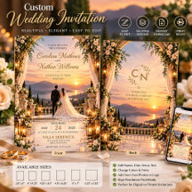 Convite de Casamento Elegante Pôr do Sol | Românti