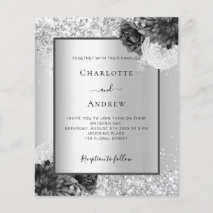 Convite de casamento elegante prateado