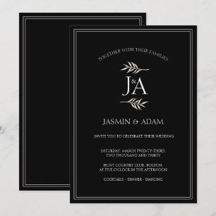Convite de Casamento Elegante Preto Branco Clássic