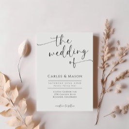 Convite de Casamento Elegante Preto e Branco com L