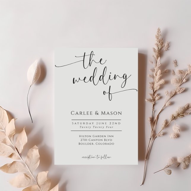 Convite de Casamento Elegante Preto e Branco com L (Criador carregado)