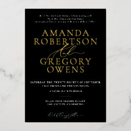 Convite De Casamento Elegante Preto E Dourado E Sc