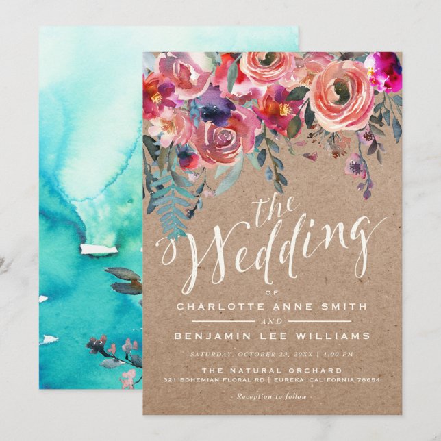 CONVITE DE CASAMENTO| Elegante Primavera (Frente/Verso)