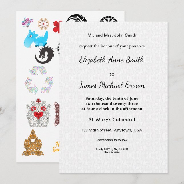 Convite de Casamento Elegante Rascunho Minimal Clá (Frente/Verso)