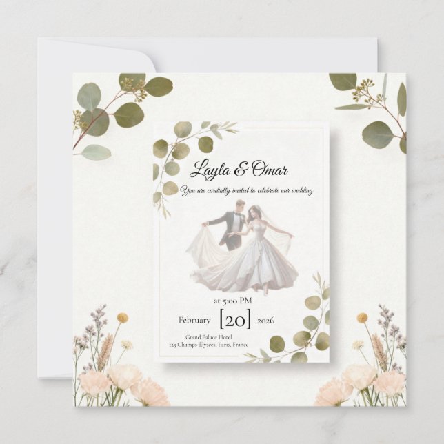 Convite de Casamento Elegante – Romântico Minimali (Frente)