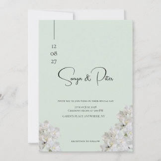 Convite de Casamento Elegante Romântico Verde Sage