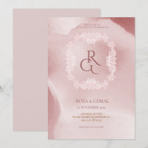 Convite de Casamento Elegante Rosa Chic