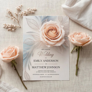 Convite de Casamento Elegante Rosa Cor-de-Rosa com