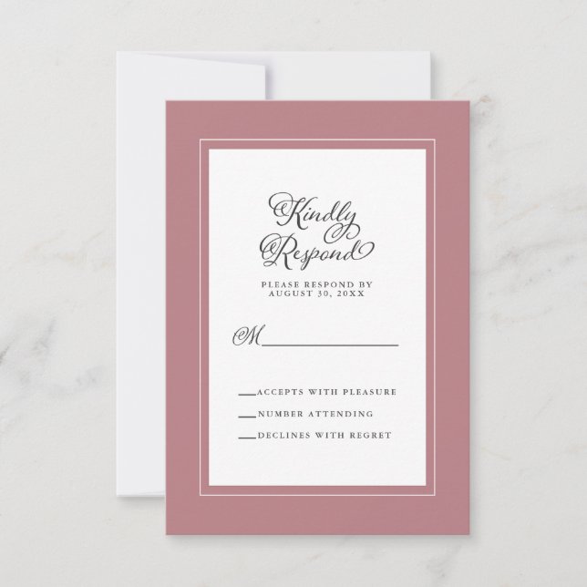 Convite de Casamento Elegante Rosa Desbotado e Bra (Frente)