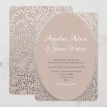 Convite de Casamento Elegante Rosa e Prata