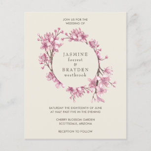 Convite de Casamento Elegante Rosa Floral Econômic