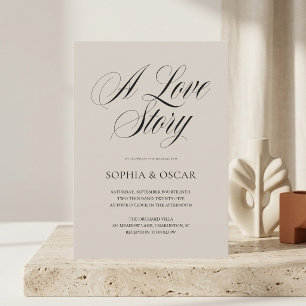 Convite de Casamento Elegante Rótulo Minimalista