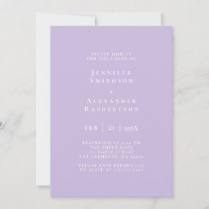 Convite de Casamento Elegante Roxo