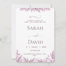 Convite de Casamento Elegante Roxo Eucalipto