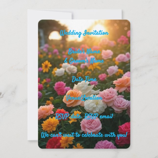 Convite De Casamento Elegante Russo Floral Boho (Frente)