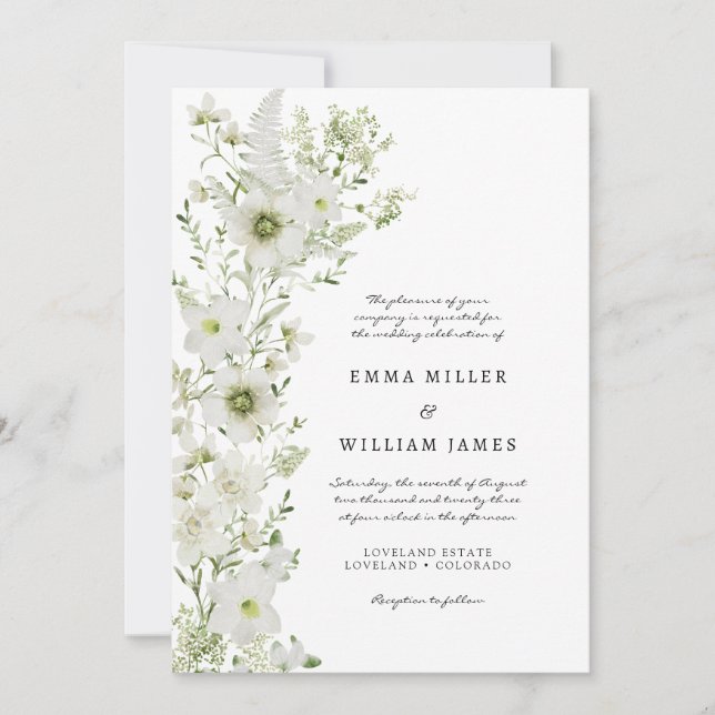 Convite de Casamento Elegante Rústico Boho com Fol (Frente)