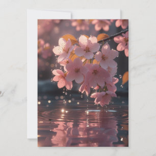 Convite de Casamento Elegante Sakura Sobre a Água