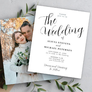Convite de casamento elegante simples com foto orç