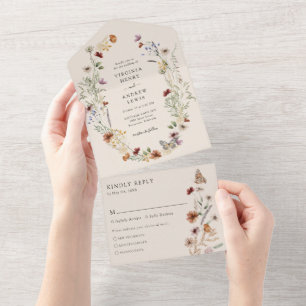 Convite de Casamento Elegante Tudo em Um