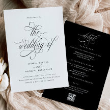 Convite de Casamento Elegante Tudo em Um com Detal