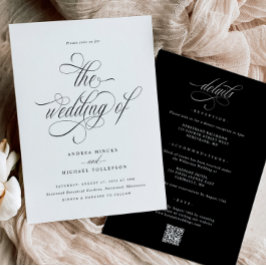 Convite de Casamento Elegante Tudo em Um com Detal