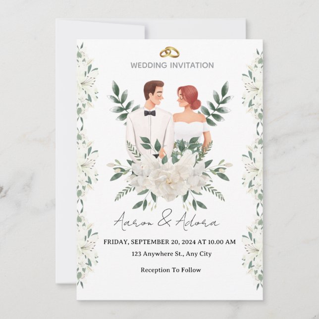 Convite de Casamento Elegante – Um Toque Moderno p (Frente)