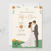 Convite de Casamento Elegante Verde e Branco