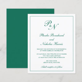 Convite de Casamento Elegante Verde Esmeralda Econ