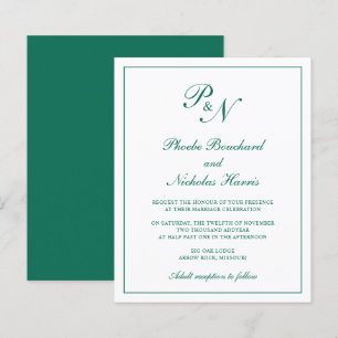 Convite de Casamento Elegante Verde Esmeralda Econ