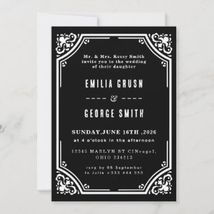 Convite de Casamento Elegante Vintage