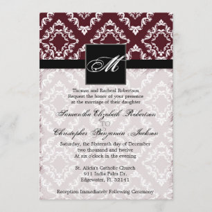 Convite de Casamento Elegante Vintage Damask