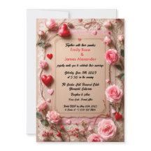 Convite de casamento Elegante Vintage Rosas & Cora