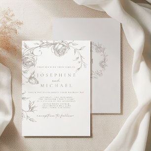 Convite de Casamento Elegante Vintage Sépia