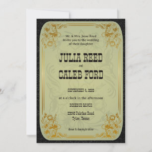Convite de Casamento Elegante Vintage Western Cowb