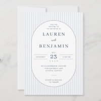 Convite de Casamento Elegantes Listras Azuis