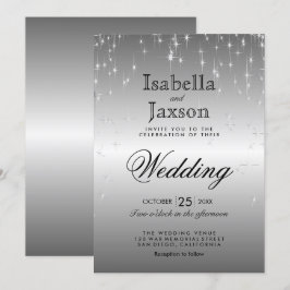 Convite de Casamento Elegantes Luzes de Estrela Pr
