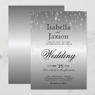 Convite de Casamento Elegantes Luzes de Estrela Pr